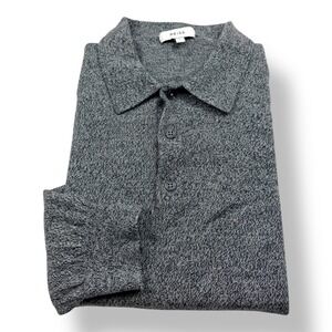Reiss Mens Large Gray Wool Blend Long Sleeve Jumper Polo Shirt Knit Sweater 0585